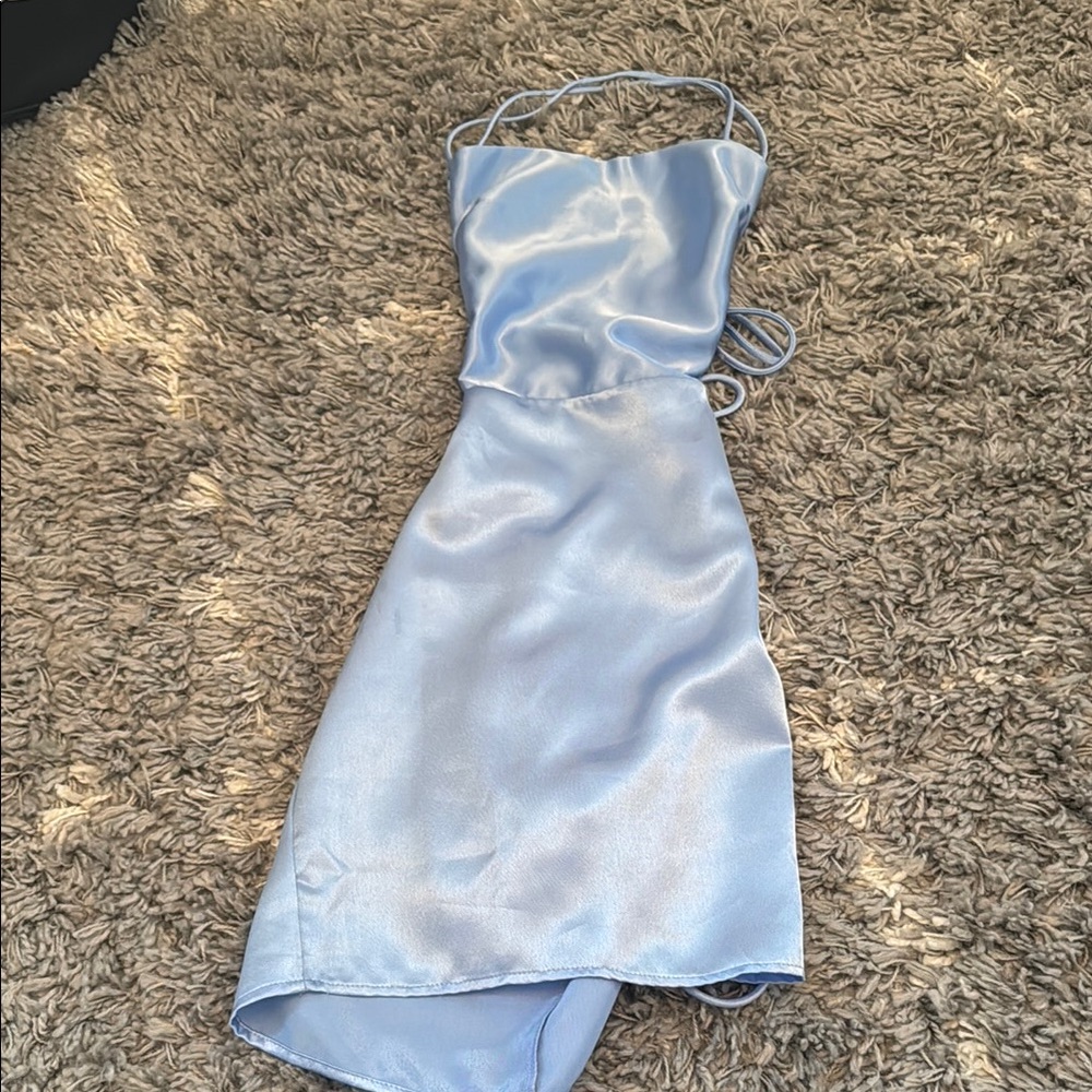 Lucy in the Sky Light Blue Satin Dress